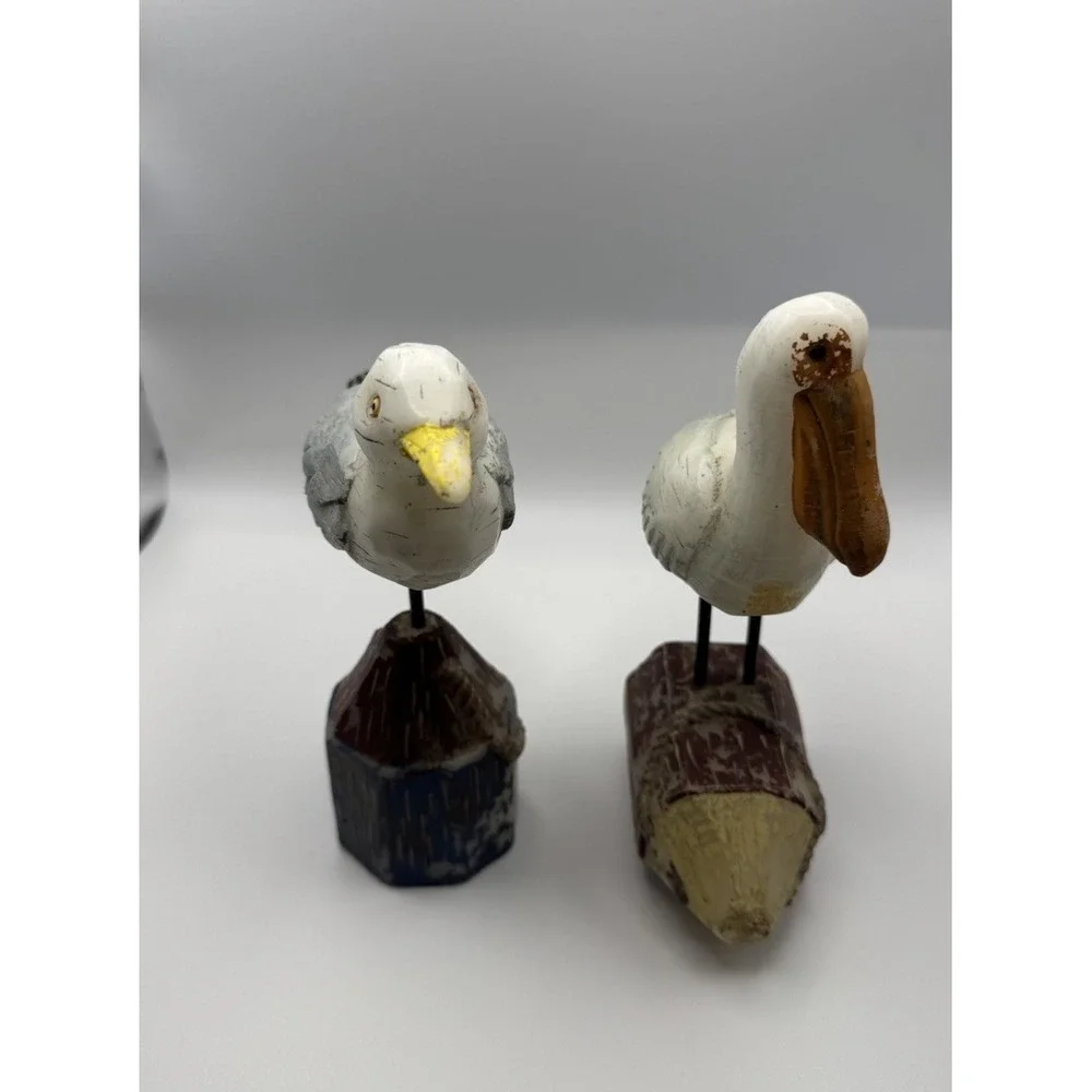 Russ Berrie Vintage Ocean Point Lot‎ Of 2 Bird Candles Wax  Beach *paint Wear*